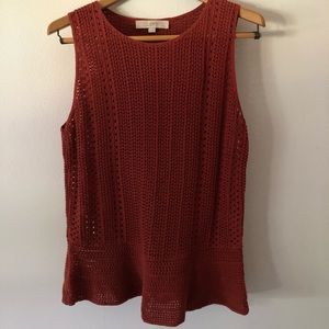Loft Crochet peplum Rust Sweater